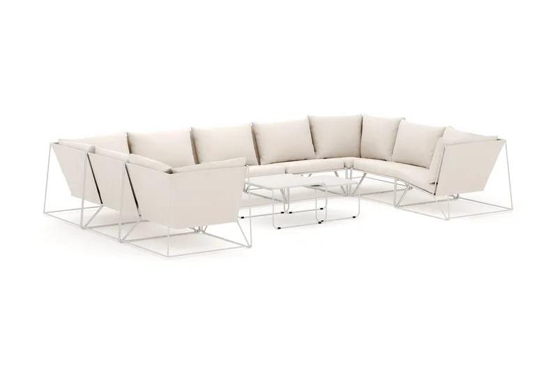Usteryd utendørs U-sofa 9-seters med lukket avslutning, Beige/Beige
