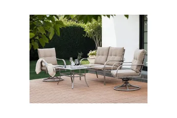 Utegruppe Mestrino - Beige, svart - Hagemøbler & utemiljø - Hagegruppe - Sofagruppe utendørs