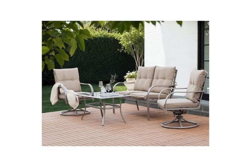 Utegruppe Mestrino - Beige, svart - Hagemøbler & utemiljø - Hagegruppe - Sofagruppe utendørs