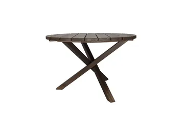 Utendørs møbelgruppe Ø 112 cm bord & 4 Belize grå stoler Brun - Brun - Hagemøbler & utemiljø - Hagegruppe - Spisegrupper hage