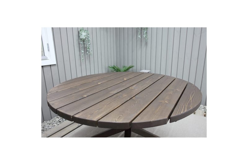 Utendørs møbelgruppe Ø 112 cm bord & 4 Belize grå stoler Brun - Brun - Hagemøbler & utemiljø - Hagegruppe - Spisegrupper hage