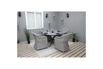 Utendørs møbelgruppe Ø 112 cm bord & 4 Belize grå stoler Grå - Grå - Hagemøbler & utemiljø - Hagegruppe - Spisegrupper hage