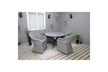 Utendørs møbelgruppe Ø 112 cm bord & 4 Belize grå stoler Grå - Grå - Hagemøbler & utemiljø - Hagegruppe - Spisegrupper hage
