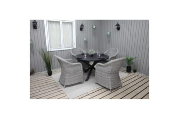Utendørs møbelgruppe Ø 112 cm bord & 4 Belize grå stoler Svart - Svart - Hagemøbler & utemiljø - Hagegruppe - Spisegrupper hage