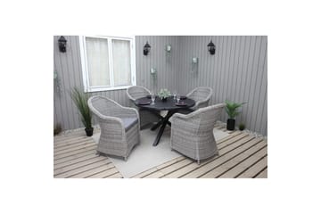 Utendørs møbelgruppe Ø 112 cm bord & 4 Belize grå stoler Svart - Svart - Hagemøbler & utemiljø - Hagegruppe - Spisegrupper hage