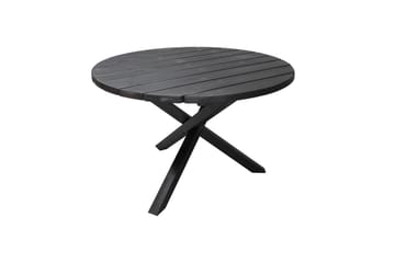Utendørs møbelgruppe Ø 112 cm bord & 4 Belize grå stoler Svart - Svart - Hagemøbler & utemiljø - Hagegruppe - Spisegrupper hage