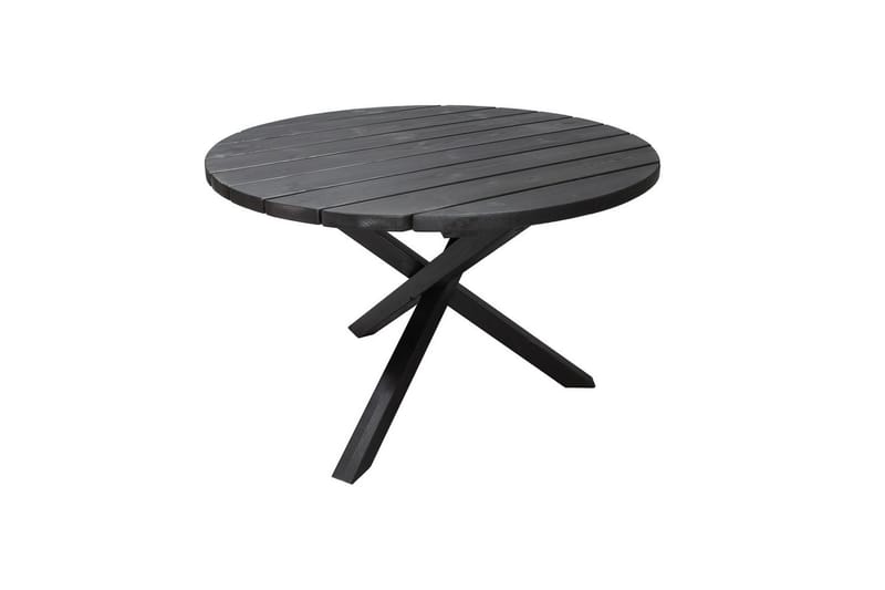 Utendørs møbelgruppe Ø 112 cm bord & 4 Belize grå stoler Svart - Svart - Hagemøbler & utemiljø - Hagegruppe - Spisegrupper hage