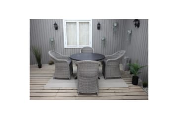 Utendørs møbelgruppe Ø 112 cm bord & 4 Belize grå stoler Svart - Svart - Hagemøbler & utemiljø - Hagegruppe - Spisegrupper hage