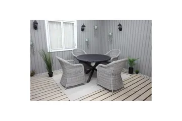 Utendørs møbelgruppe Ø 112 cm bord & 4 Belize grå stoler Svart - Svart - Hagemøbler & utemiljø - Hagegruppe - Spisegrupper hage