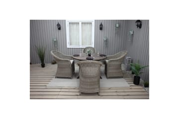 Utendørs møbelgruppe Ø 112 cm bord & 4 Belize naturlig stoler Brun - Brun - Hagemøbler & utemiljø - Hagegruppe - Spisegrupper hage