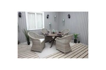 Utendørs møbelgruppe Ø 112 cm bord & 4 Belize naturlig stoler Brun - Brun - Hagemøbler & utemiljø - Hagegruppe - Spisegrupper hage