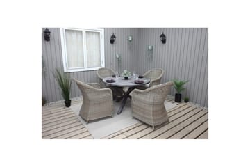 Utendørs møbelgruppe Ø 112 cm bord & 4 Belize naturlig stoler Grå - Grå - Hagemøbler & utemiljø - Hagegruppe - Spisegrupper hage