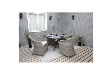 Utendørs møbelgruppe Ø 112 cm bord & 4 Belize naturlig stoler Grå - Grå - Hagemøbler & utemiljø - Hagegruppe - Spisegrupper hage