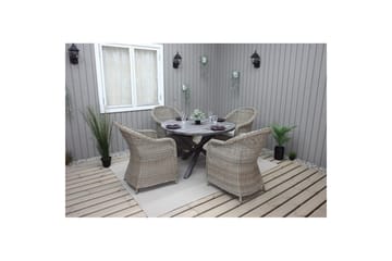 Utendørs møbelgruppe Ø 112 cm bord & 4 Belize naturlig stoler Grå - Grå - Hagemøbler & utemiljø - Hagegruppe - Spisegrupper hage