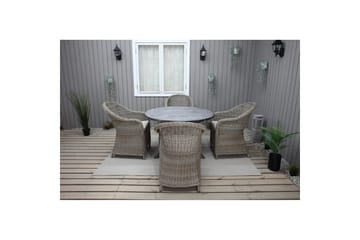 Utendørs møbelgruppe Ø 112 cm bord & 4 Belize naturlig stoler Grå - Grå - Hagemøbler & utemiljø - Hagegruppe - Spisegrupper hage
