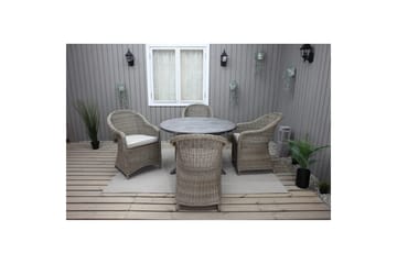 Utendørs møbelgruppe Ø 112 cm bord & 4 Belize naturlig stoler Grå - Grå - Hagemøbler & utemiljø - Hagegruppe - Spisegrupper hage