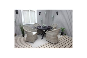 Utendørs møbelgruppe Ø 112 cm bord & 4 Belize naturlig stoler Svart - Svart - Hagemøbler & utemiljø - Hagegruppe - Spisegrupper hage