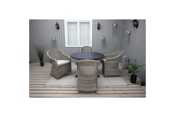 Utendørs møbelgruppe Ø 112 cm bord & 4 Belize naturlig stoler Svart - Svart - Hagemøbler & utemiljø - Hagegruppe - Spisegrupper hage