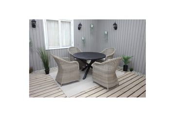 Utendørs møbelgruppe Ø 112 cm bord & 4 Belize naturlig stoler Svart - Svart - Hagemøbler & utemiljø - Hagegruppe - Spisegrupper hage