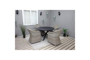 Utendørs møbelgruppe Ø 112 cm bord & 4 Belize naturlig stoler Svart - Svart - Hagemøbler & utemiljø - Hagegruppe - Spisegrupper hage