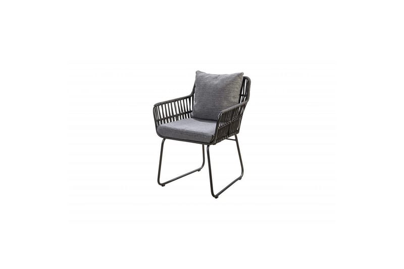 Utendørs møbelgruppe Ø 112 cm bord & 4 Levanto grå stoler Brun - Brun - Hagemøbler & utemiljø - Hagegruppe - Spisegrupper hage