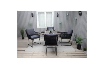 Utendørs møbelgruppe Ø 112 cm bord & 4 Levanto grå stoler Brun - Brun - Hagemøbler & utemiljø - Hagegruppe - Cafemøbler & cafesett