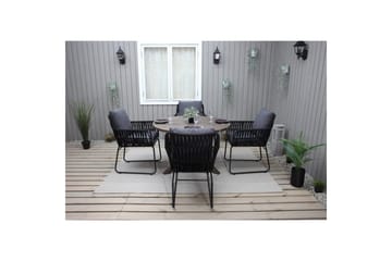 Utendørs møbelgruppe Ø 112 cm bord & 4 Levanto grå stoler Brun - Brun - Hagemøbler & utemiljø - Hagegruppe - Cafemøbler & cafesett