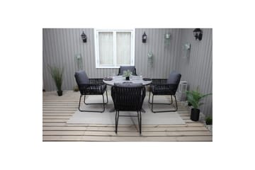 Utendørs møbelgruppe Ø 112 cm bord & 4 Levanto grå stoler Grå - Grå - Hagemøbler & utemiljø - Hagegruppe - Cafemøbler & cafesett