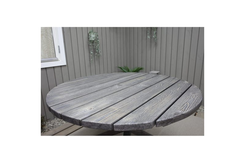 Utendørs møbelgruppe Ø 112 cm bord & 4 Levanto grå stoler Grå - Grå - Hagemøbler & utemiljø - Hagegruppe - Cafemøbler & cafesett