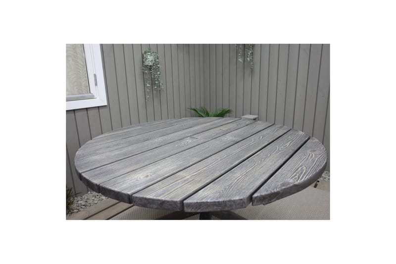 Utendørs møbelgruppe Ø 112 cm bord & 4 Levanto grå stoler Grå - Grå - Hagemøbler & utemiljø - Hagegruppe - Spisegrupper hage