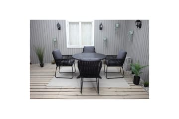 Utendørs møbelgruppe Ø 112 cm bord & 4 Levanto grå stoler Svart - Svart - Hagemøbler & utemiljø - Hagegruppe - Cafemøbler & cafesett