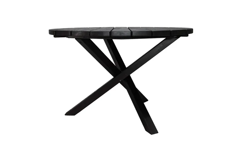 Utendørs møbelgruppe Ø 112 cm bord & 4 Levanto grå stoler Svart - Svart - Hagemøbler & utemiljø - Hagegruppe - Spisegrupper hage