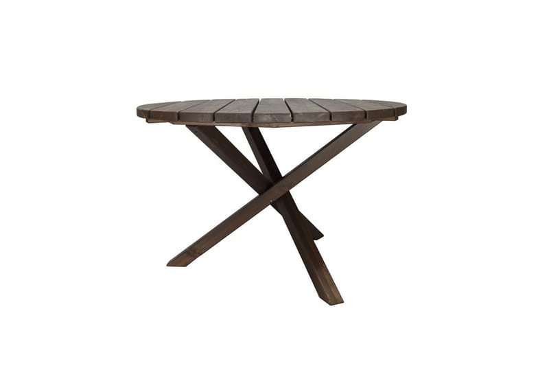 Utendørs møbelgruppe Ø 112 cm bord & 4 Merida grå stoler Brun - Brun - Hagemøbler & utemiljø - Hagegruppe - Spisegrupper hage