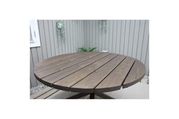 Utendørs møbelgruppe Ø 112 cm bord & 4 Merida grå stoler Brun - Brun - Hagemøbler & utemiljø - Hagegruppe - Spisegrupper hage