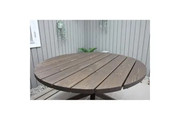 Utendørs møbelgruppe Ø 112 cm bord & 4 Merida grå stoler Brun - Brun - Hagemøbler & utemiljø - Hagegruppe - Spisegrupper hage