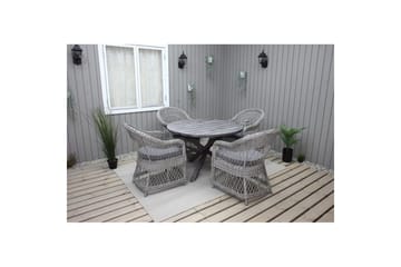 Utendørs møbelgruppe Ø 112 cm bord & 4 Merida grå stoler Grå - Grå - Hagemøbler & utemiljø - Hagegruppe - Spisegrupper hage