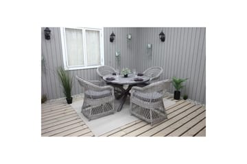 Utendørs møbelgruppe Ø 112 cm bord & 4 Merida grå stoler Grå - Grå - Hagemøbler & utemiljø - Hagegruppe - Spisegrupper hage