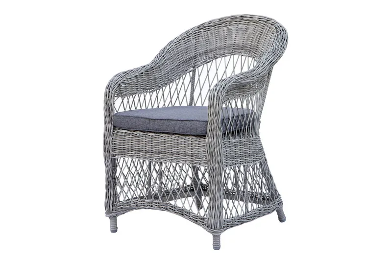 Utendørs møbelgruppe Ø 112 cm bord & 4 Merida grå stoler Grå - Grå - Hagemøbler & utemiljø - Hagegruppe - Spisegrupper hage