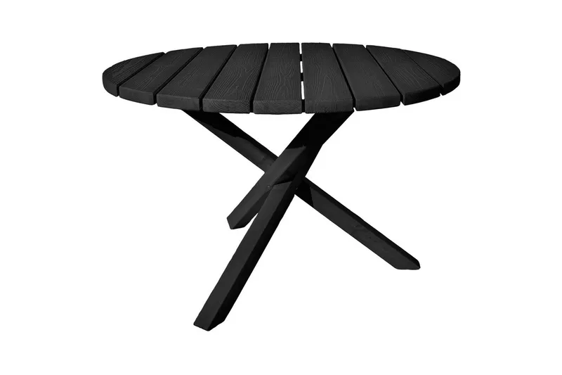 Utendørs møbelgruppe Ø 112 cm bord & 4 Merida grå stoler Svart - Svart - Hagemøbler & utemiljø - Hagegruppe - Spisegrupper hage