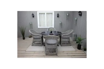 Utendørs møbelgruppe Ø 112 cm bord & 4 Merida grå stoler Svart - Svart - Hagemøbler & utemiljø - Hagegruppe - Spisegrupper hage