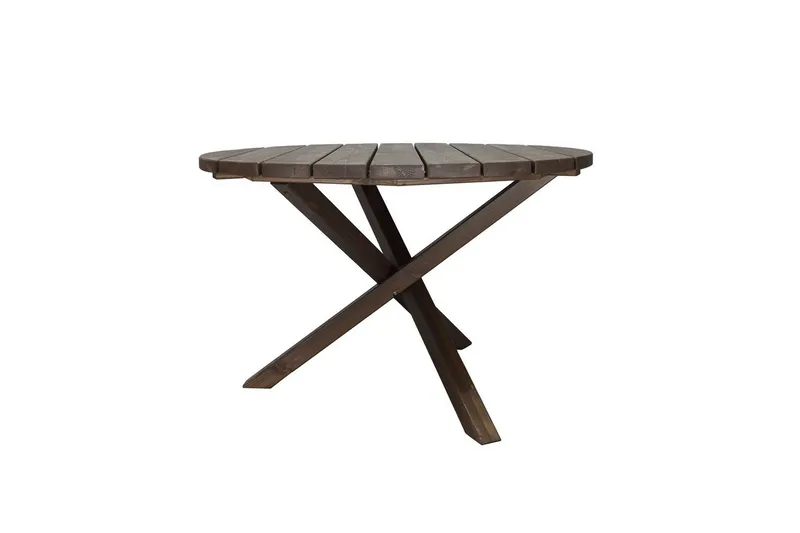 Utendørs møbelgruppe Ø 112 cm bord & 4 Merida naturlig stoler Brun - Brun - Hagemøbler & utemiljø - Hagegruppe - Spisegrupper hage