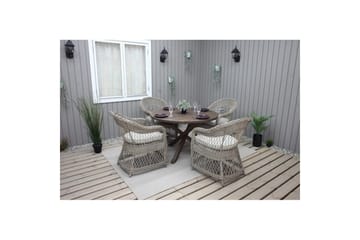 Utendørs møbelgruppe Ø 112 cm bord & 4 Merida naturlig stoler Brun - Brun - Hagemøbler & utemiljø - Hagegruppe - Spisegrupper hage