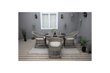Utendørs møbelgruppe Ø 112 cm bord & 4 Merida naturlig stoler Brun - Brun - Hagemøbler & utemiljø - Hagegruppe - Cafemøbler & cafesett