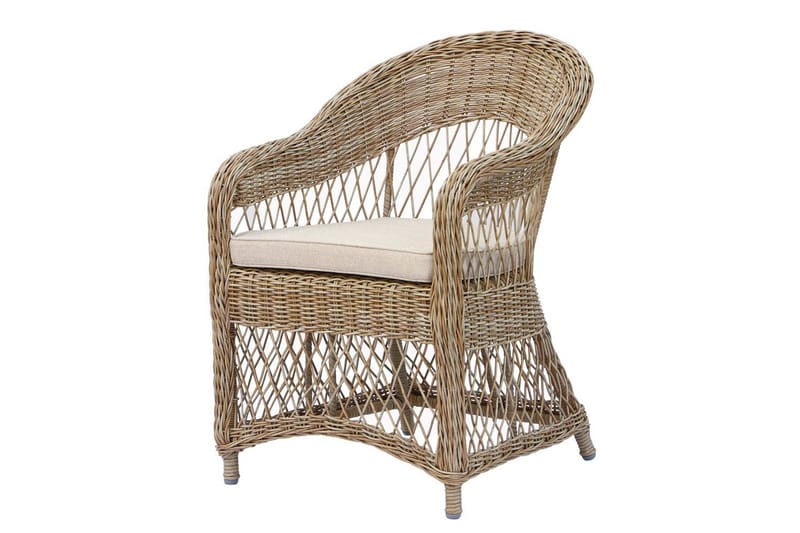 Utendørs møbelgruppe Ø 112 cm bord & 4 Merida naturlig stoler Grå - Grå - Hagemøbler & utemiljø - Hagegruppe - Cafemøbler & cafesett