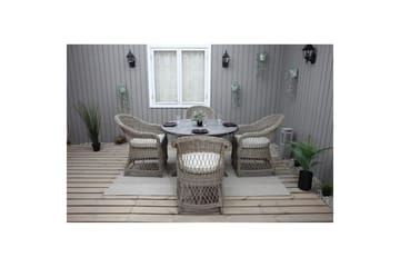 Utendørs møbelgruppe Ø 112 cm bord & 4 Merida naturlig stoler Grå - Grå - Hagemøbler & utemiljø - Hagegruppe - Cafemøbler & cafesett