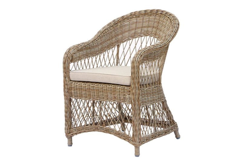 Utendørs møbelgruppe Ø 112 cm bord & 4 Merida naturlig stoler Svart - Svart - Hagemøbler & utemiljø - Hagegruppe - Spisegrupper hage