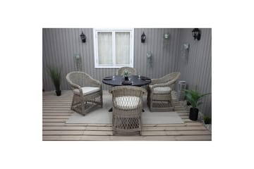 Utendørs møbelgruppe Ø 112 cm bord & 4 Merida naturlig stoler Svart - Svart - Hagemøbler & utemiljø - Hagegruppe - Cafemøbler & cafesett