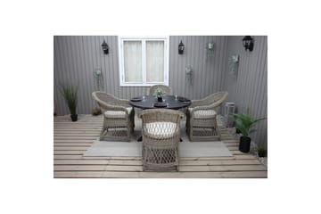Utendørs møbelgruppe Ø 112 cm bord & 4 Merida naturlig stoler Svart - Svart - Hagemøbler & utemiljø - Hagegruppe - Cafemøbler & cafesett