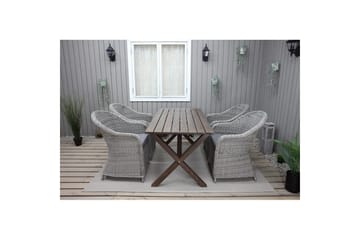 Utendørs møbelgruppe 150 cm bord & 4 Belize grå stoler Brun - Brun - Hagemøbler & utemiljø - Hagegruppe - Spisegrupper hage