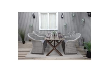 Utendørs møbelgruppe 150 cm bord & 4 Belize grå stoler Brun - Brun - Hagemøbler & utemiljø - Hagegruppe - Cafemøbler & cafesett